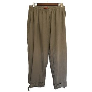 OH My Gauze Bando Pants Size O/S Plus Size Cotton Cashew Tan No Iron Lagenlook